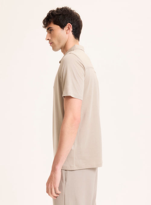 Polo gris Polo de manga corta en Lyocell / Tencel / Algodón orgánico - MAJESTIC FILATURES