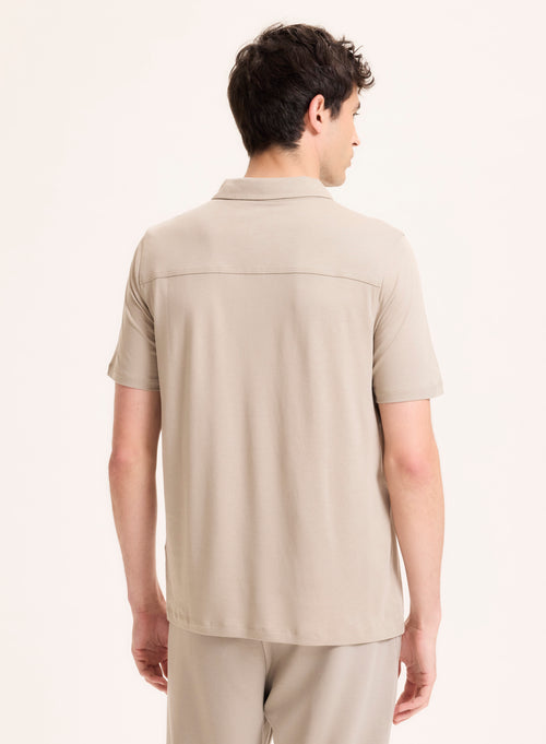 Polo gris Polo de manga corta en Lyocell / Tencel / Algodón orgánico - MAJESTIC FILATURES