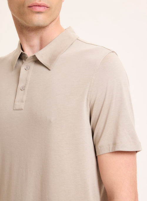 Polo gris Polo de manga corta en Lyocell / Tencel / Algodón orgánico - MAJESTIC FILATURES