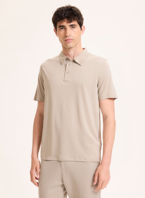 Polo gris Polo de manga corta en Lyocell / Tencel / Algodón orgánico - MAJESTIC FILATURES