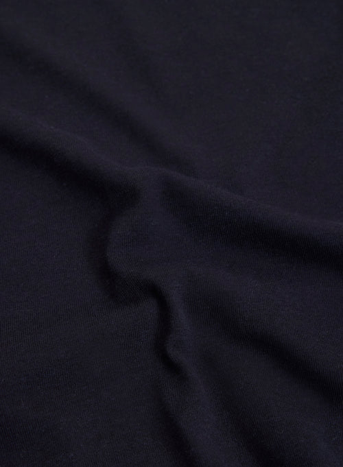 Camiseta azul marino Cuello redondo manga corta en Lyocell / Tencel / Algodón orgánico - MAJESTIC FILATURES