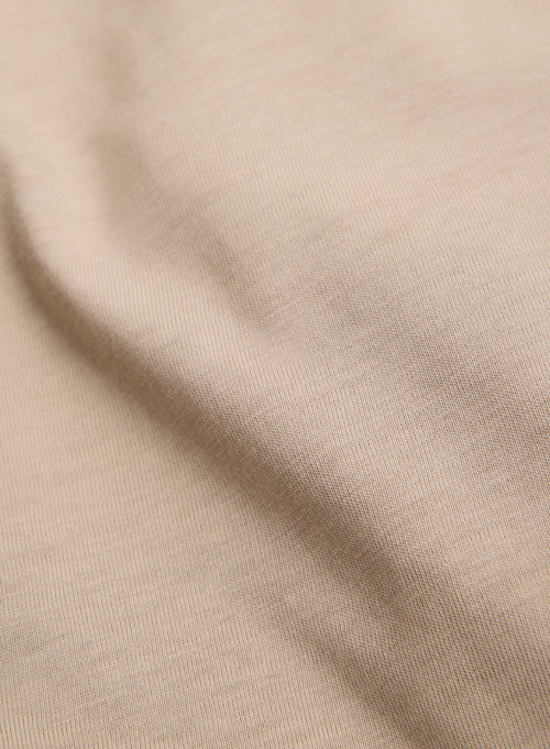 Beigefarbenes Kurzarm-T-Shirt mit Rundhalsausschnitt aus Lyocell / Tencel / Bio-Baumwolle - MAJESTIC FILATURES
