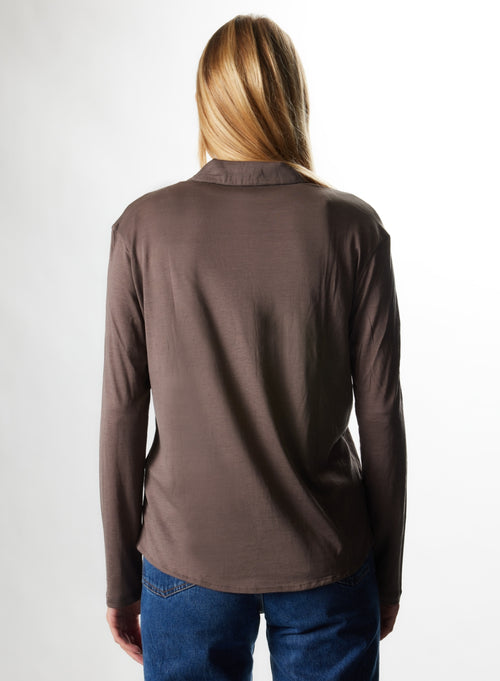 Chemise Ecorce Manches Longues en Soie / Coton - MAJESTIC FILATURES