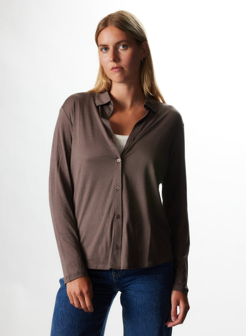 Chemise Ecorce Manches Longues en Soie / Coton - MAJESTIC FILATURES