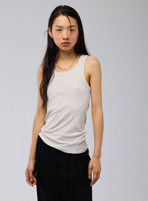 Grey Tank Top Round Neck Sleeveless in Lyocell / Tencel / Cotton - MAJESTIC FILATURES