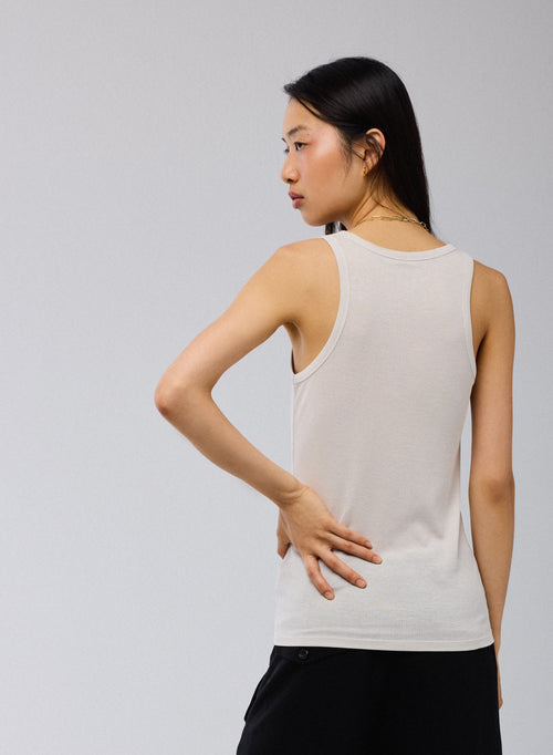 Grey Tank Top Round Neck Sleeveless in Lyocell / Tencel / Cotton - MAJESTIC FILATURES