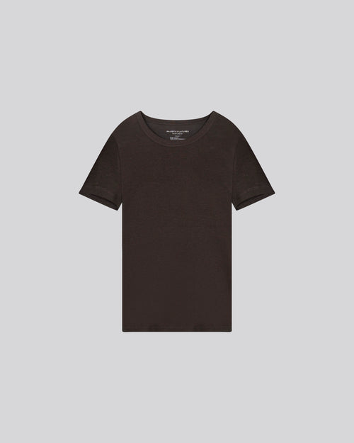 T-shirt Marron Col Rond Manches Courtes en Lyocel / Tencel / Coton - MAJESTIC FILATURES