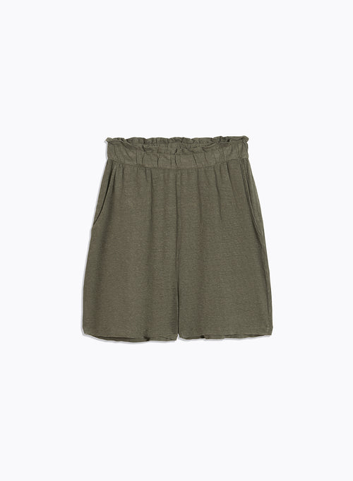 Grüne Shorts aus Leinen / Elasthan - MAJESTIC FILATURES