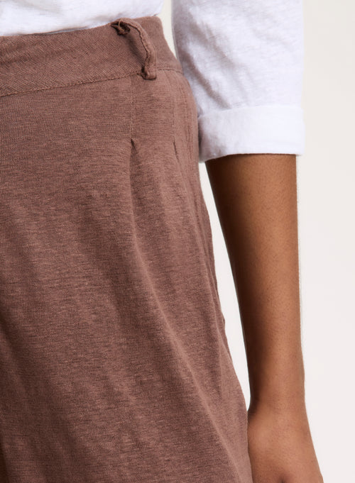 Braune Hose aus Leinen / Elasthan - MAJESTIC FILATURES