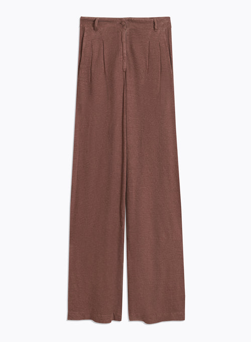 Braune Hose aus Leinen / Elasthan - MAJESTIC FILATURES