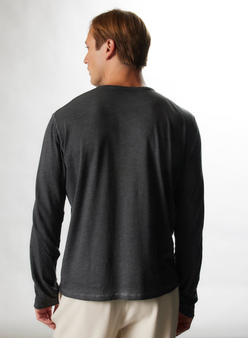 "T-Shirt mit Rundhalsausschnitt und langen Ärmeln aus Baumwolle / Kaschmir" - MAJESTIC FILATURES