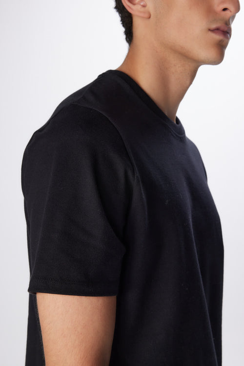 T-Shirt mit rundem Kragen und kurzen Ärmeln aus organischer Baumwolle - MAJESTIC FILATURES