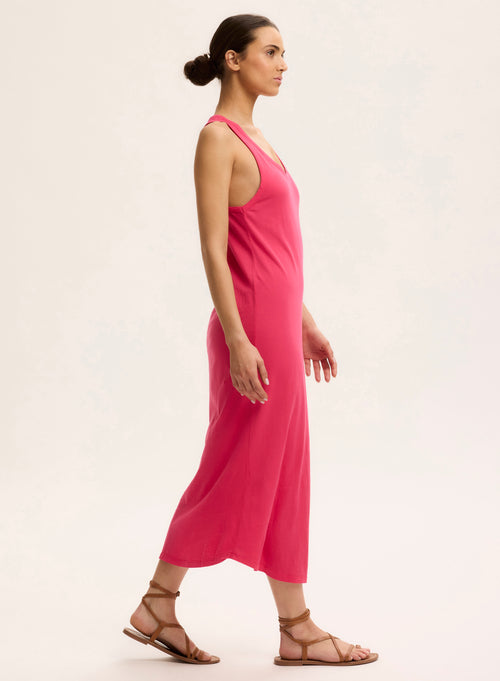 Vestido rosa sin mangas con escote en U de algodón orgánico - MAJESTIC FILATURES