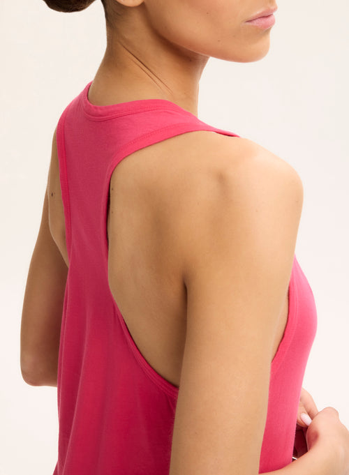 Vestido rosa sin mangas con escote en U de algodón orgánico - MAJESTIC FILATURES