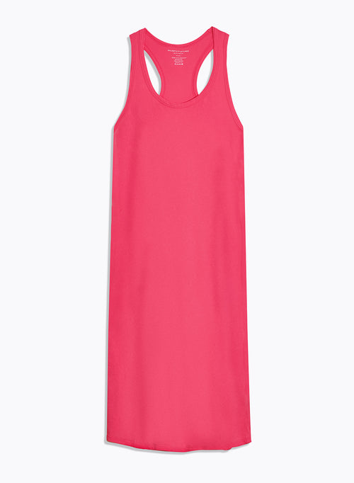 Vestido rosa sin mangas con escote en U de algodón orgánico - MAJESTIC FILATURES