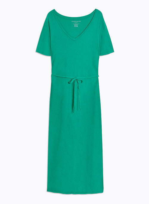 Robe Verte Col V Manches Courtes en Coton organique - MAJESTIC FILATURES