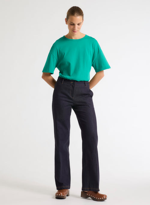 Green Round Neck Short Sleeve Organic Cotton T-Shirt - MAJESTIC FILATURES