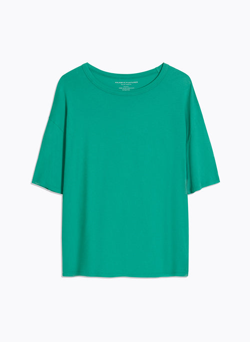Green Round Neck Short Sleeve Organic Cotton T-Shirt - MAJESTIC FILATURES