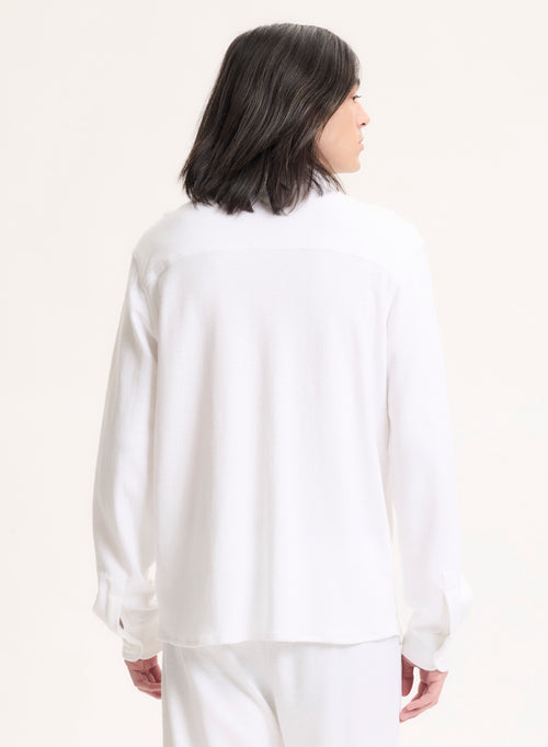 White Collar Long Sleeve Linen / Organic Cotton Shirt - MAJESTIC FILATURES