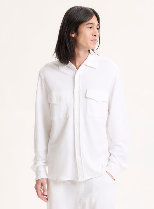 White Collar Long Sleeve Linen / Organic Cotton Shirt - MAJESTIC FILATURES