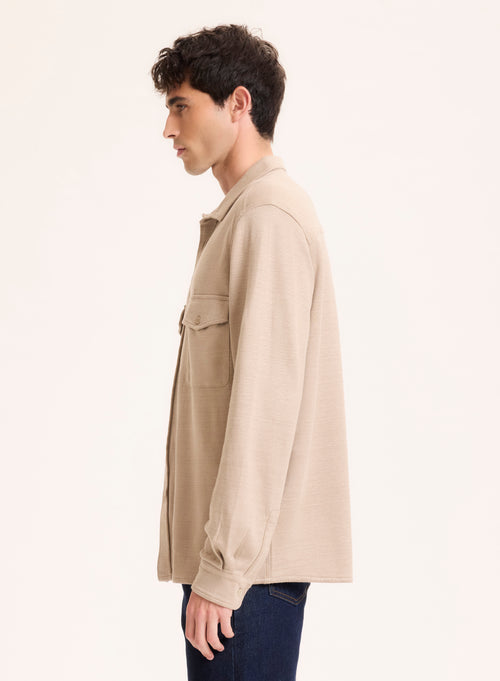 Chemise Beige Col Chemise Manches Longues en Lin / Coton organique - MAJESTIC FILATURES