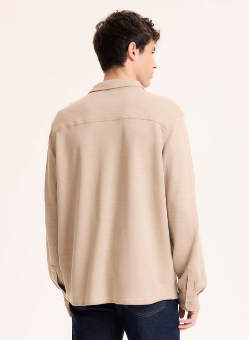 Chemise Beige Col Chemise Manches Longues en Lin / Coton organique - MAJESTIC FILATURES