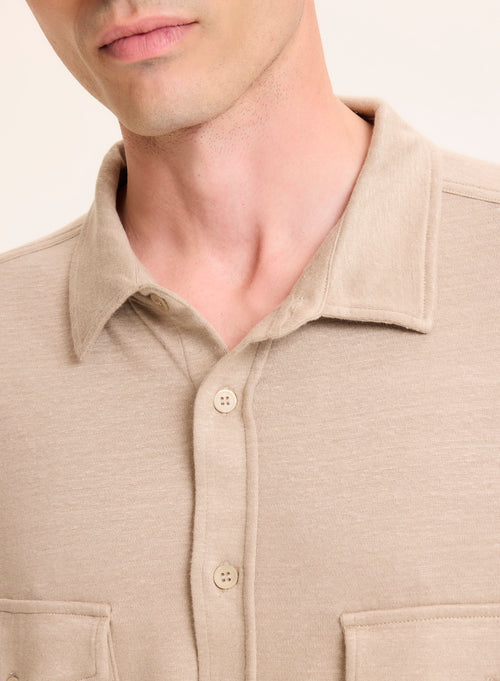 Chemise Beige Col Chemise Manches Longues en Lin / Coton organique - MAJESTIC FILATURES