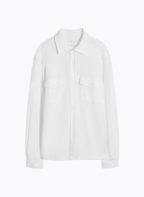 White Collar Long Sleeve Linen / Organic Cotton Shirt - MAJESTIC FILATURES