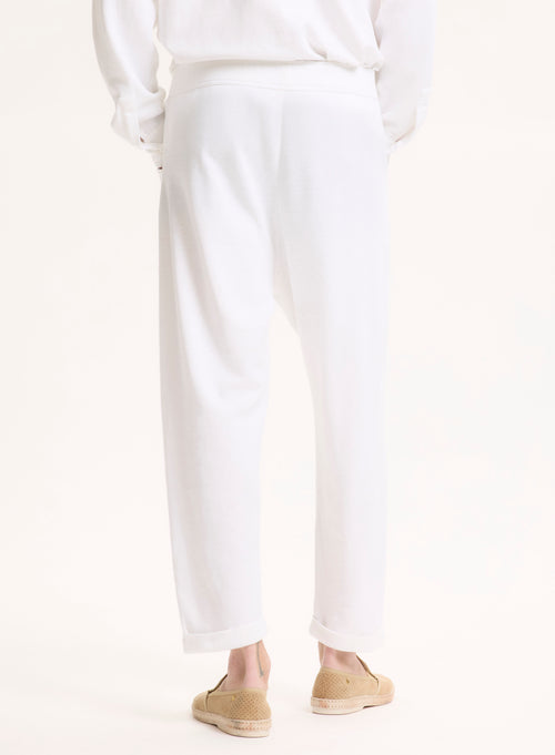 White Linen and Organic Cotton Trousers - MAJESTIC FILATURES