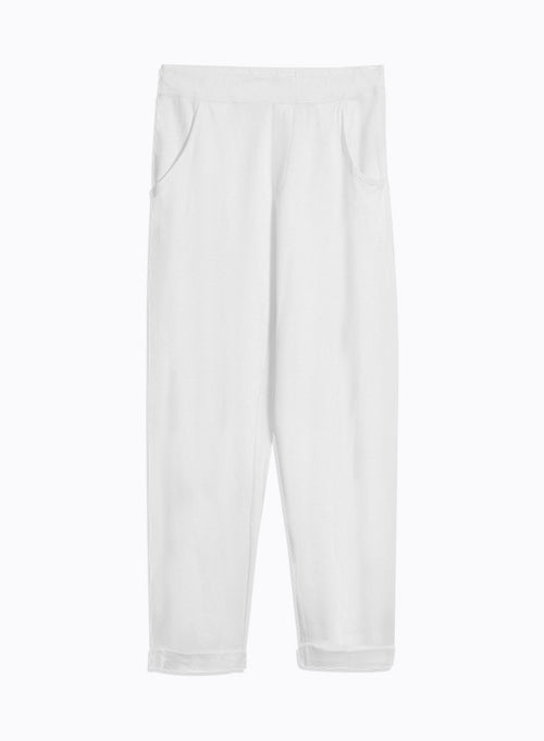 White Linen and Organic Cotton Trousers - MAJESTIC FILATURES