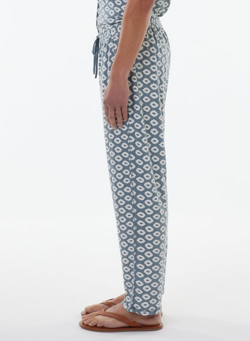 Pantalones de lino azul / elastano - MAJESTIC FILATURES