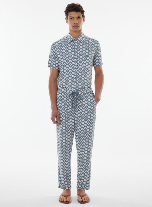 Pantalones de lino azul / elastano - MAJESTIC FILATURES