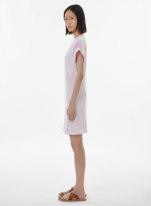 Robe Rose Manches Courtes Col Rond en Coton organique / Elasthanne - MAJESTIC FILATURES