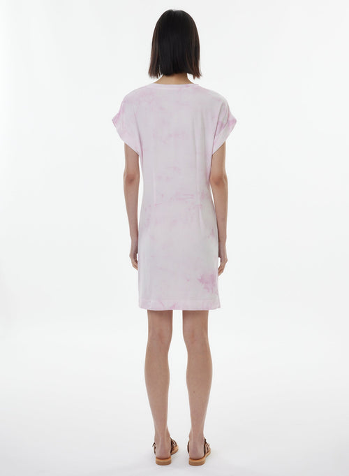 Robe Rose Manches Courtes Col Rond en Coton organique / Elasthanne - MAJESTIC FILATURES
