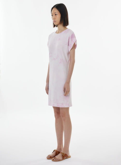 Robe Rose Manches Courtes Col Rond en Coton organique / Elasthanne - MAJESTIC FILATURES