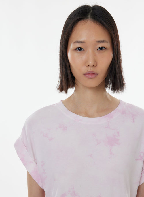 Robe Rose Manches Courtes Col Rond en Coton organique / Elasthanne - MAJESTIC FILATURES