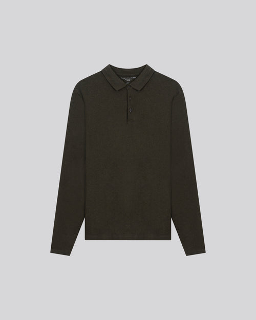 Green Polo Shirt Long Sleeve Polo Shirt in Organic Cotton - MAJESTIC FILATURES