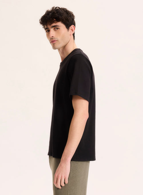 Black Short Sleeve Crew Neck T-Shirt in Organic Cotton - MAJESTIC FILATURES