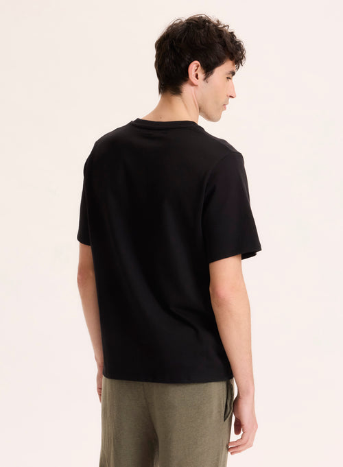 Black Short Sleeve Crew Neck T-Shirt in Organic Cotton - MAJESTIC FILATURES