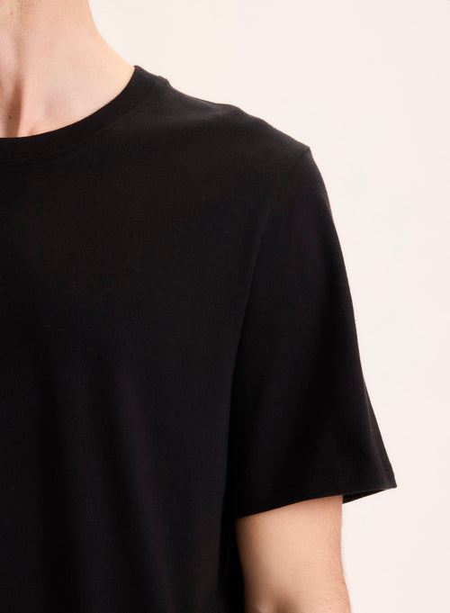Black Short Sleeve Crew Neck T-Shirt in Organic Cotton - MAJESTIC FILATURES