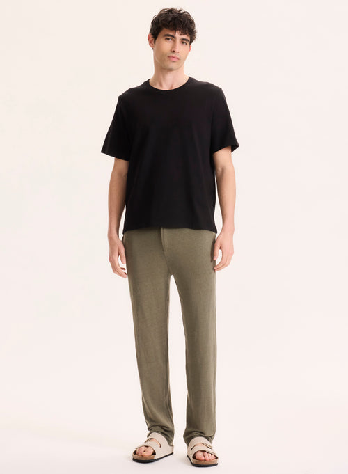 Black Short Sleeve Crew Neck T-Shirt in Organic Cotton - MAJESTIC FILATURES