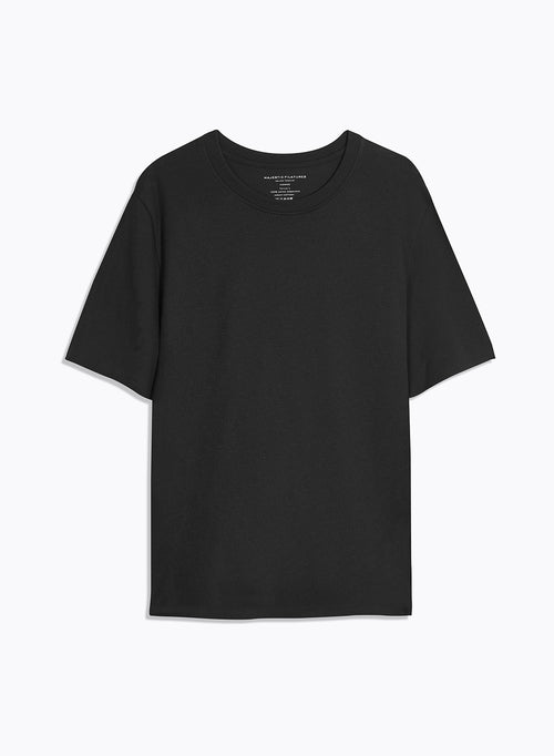 Black Short Sleeve Crew Neck T-Shirt in Organic Cotton - MAJESTIC FILATURES