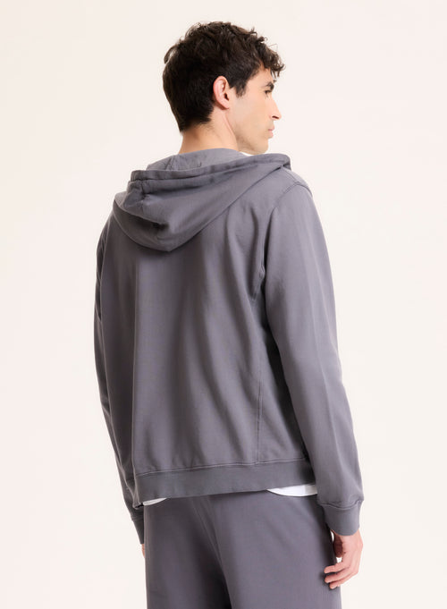 Graue Strickjacke mit langärmeligem Kapuzenkragen aus Bio-Baumwolle - MAJESTIC FILATURES