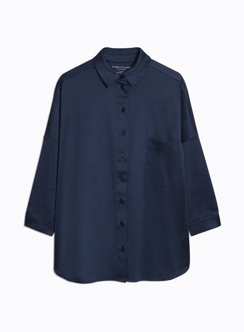 Chemise Marine Manches 3/4 en Coton organique - MAJESTIC FILATURES