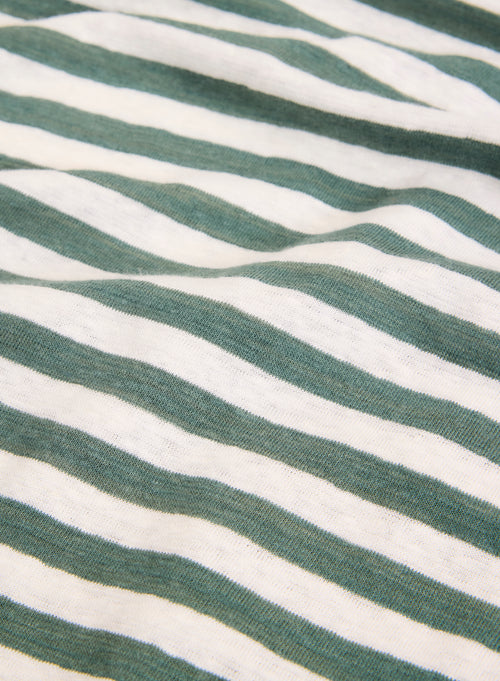 Green Linen Short Sleeve Round Neck T-Shirt - MAJESTIC FILATURES