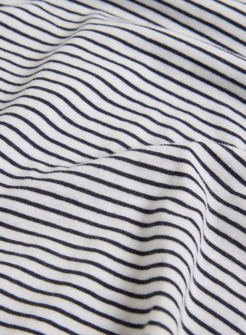 T-Shirt Marineblau Rundhalsausschnitt Ellbogenärmel aus Bio-Baumwolle - MAJESTIC FILATURES