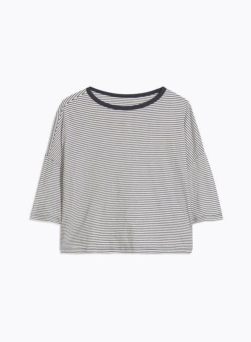 T-Shirt Marineblau Rundhalsausschnitt Ellbogenärmel aus Bio-Baumwolle - MAJESTIC FILATURES