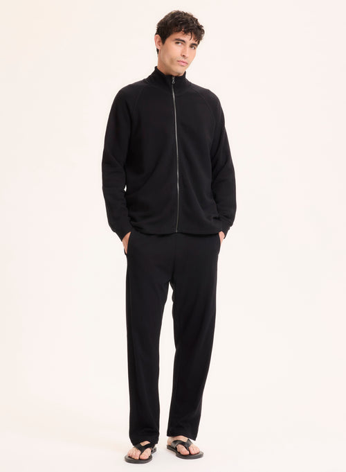 Black Long Sleeve Organic Cotton Vest - MAJESTIC FILATURES