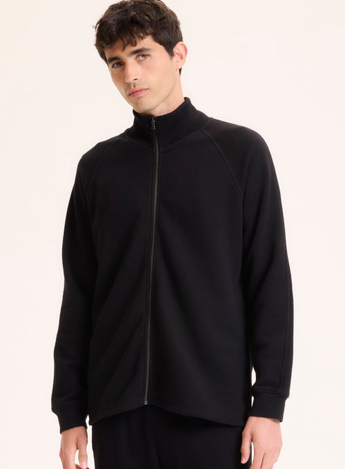 Black Long Sleeve Organic Cotton Vest - MAJESTIC FILATURES