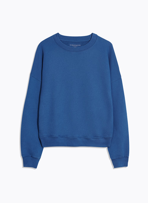 Blaues Sweatshirt mit Rundhalsausschnitt und langen Ärmeln aus Bio-Baumwolle - MAJESTIC FILATURES